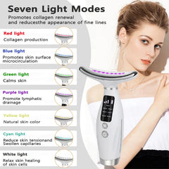 Neck Face Beauty Device EMS Micro-current 7 Color Facial Massager Reduce Double Chin Skin Tightening Neck Lift Device
