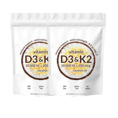 Vitamin D3 K2 Supplement 180 Virgin Coconut Oil Softgels Vitamin D & K Support Calcium Absorption, Bone, Immune & Heart Health
