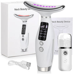 Neck Face Beauty Device EMS Micro-current 7 Color Facial Massager Reduce Double Chin Skin Tightening Neck Lift Device