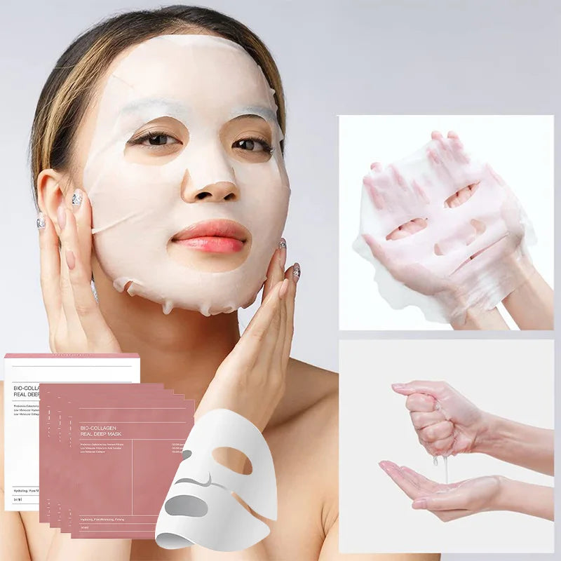 Korean Collagen Face Mask Deep Hydration & Pore Shrinking Skin Repair & Whitening Mask Refreshing Unisex Charm Mask For All Skin
