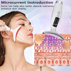 Neck Face Beauty Device EMS Micro-current 7 Color Facial Massager Reduce Double Chin Skin Tightening Neck Lift Device